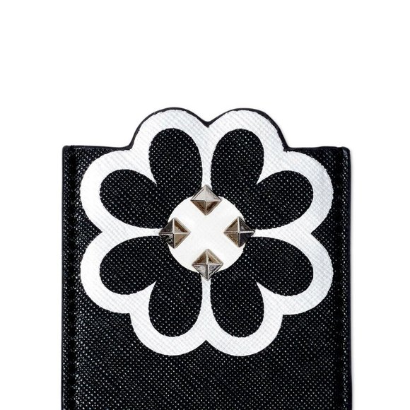 NEW Black Studded Flower Phone Sticker Pocket Wallet w/ Air Pod Case - Picture 2 of 6